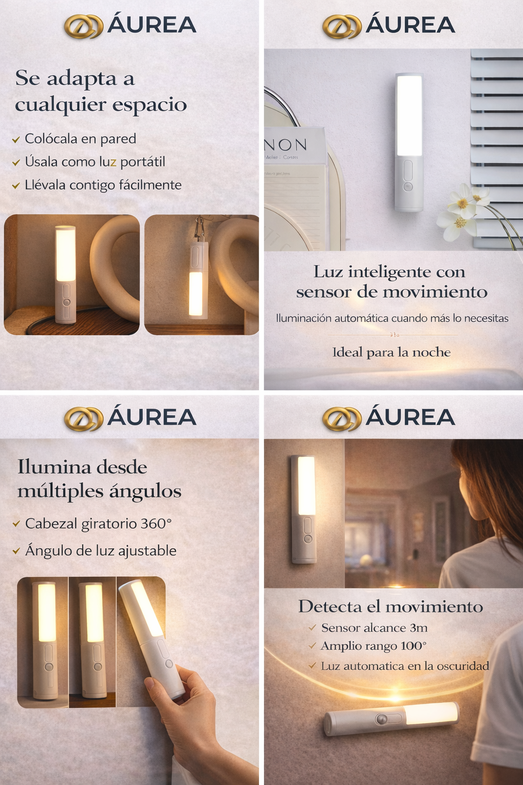 Luz de Guía Áurea – Sistema de Seguridad Nocturna con Giro 360°