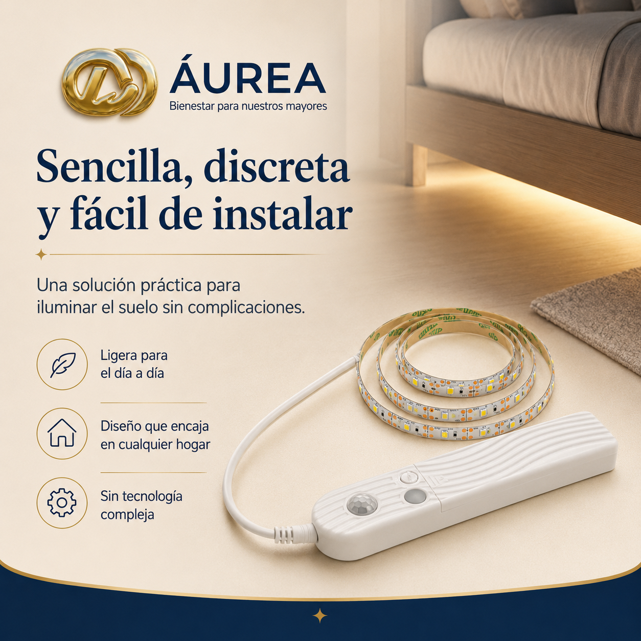 Luz nocturna inteligente Áurea para debajo de la cama