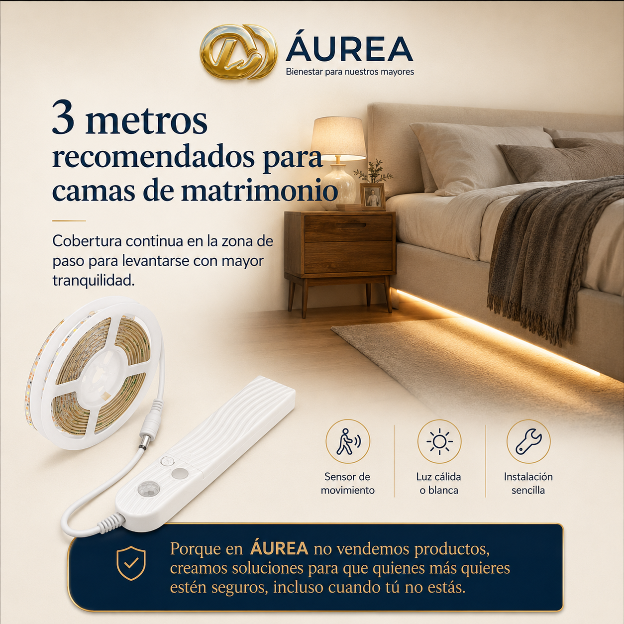 Luz nocturna inteligente Áurea para debajo de la cama