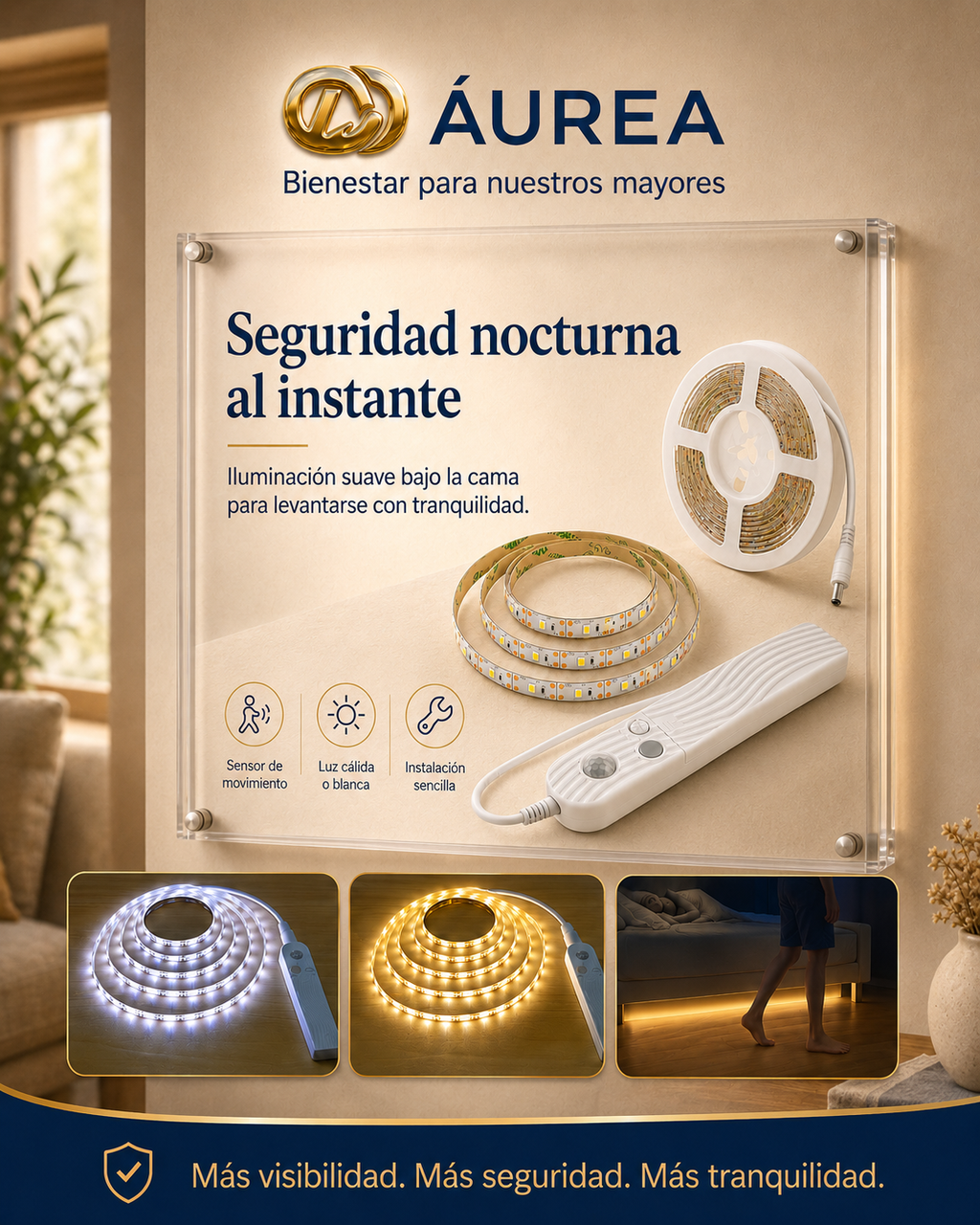 Luz nocturna inteligente Áurea para debajo de la cama